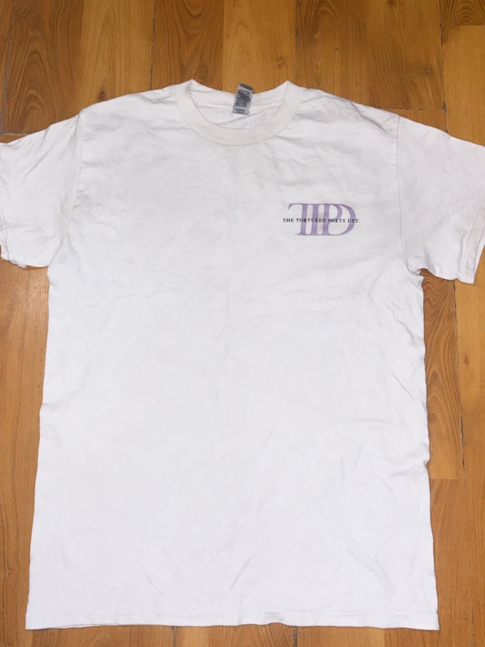 White Graphic Crewneck T-Shirt with Taylor Swifts TTPD logo